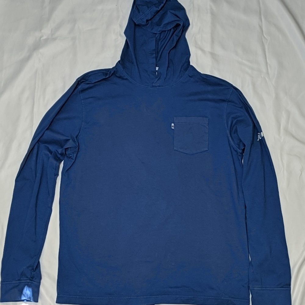 johnnie-O Cotton Hooded Long Sleeve Tee Blue